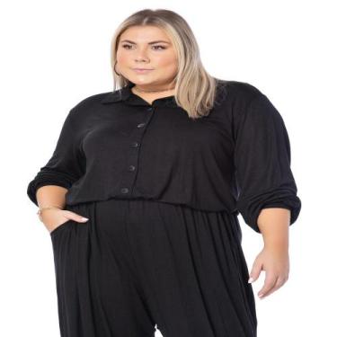Imagem de Macacão Feminino Plus Size Quira, Preto, 30001, XXG