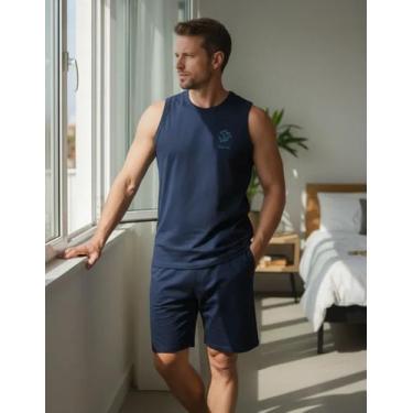 Imagem de Pijama Masculino Regata M Ao xgg Malwee, GG, Azul, Marinho