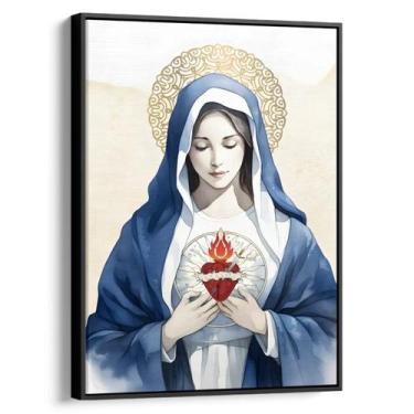 Imagem de Quadro decorativo Imaculado Coração de Maria watercolor - Art Canvas, 