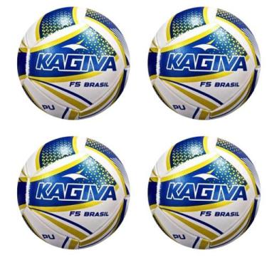 Imagem de KIt 4 Bolas De Futsal Kagiva F5 Brasil Pro Liga Federação Original Azu