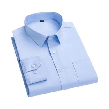 Imagem de Camisa Social Masculina Slim Fit Antirrugas De Manga Longa Branca Clás