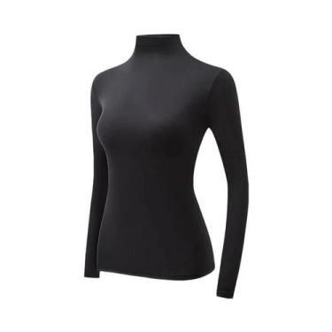 Imagem de Camiseta Térmica Feminina De Manga Longa Com Alta Elasticidade E Gola 