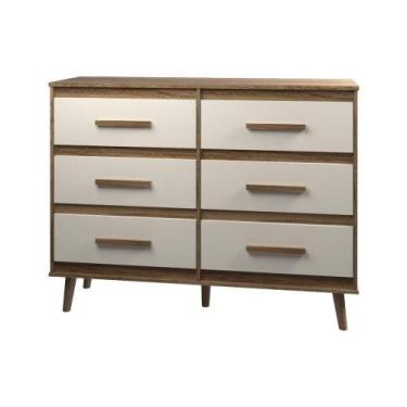 Imagem de Cômoda 6 Gavetas Maya Com Puxadores E Pés Retro Design Moderno Quarto 