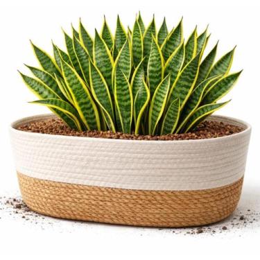 Imagem de Cesto G Fibra Natural Mesclado Branco 35 cm Casa Sala Quarto - Paramou