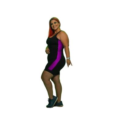 Imagem de Macacão Curto Com Detalhes Lateral Plus Size - Preto - G2-Feminino