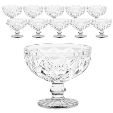 Imagem de Jogo 10 Taças Sobremesas De Vidro Diamond Diamante 320ml - CLICK HOUSE