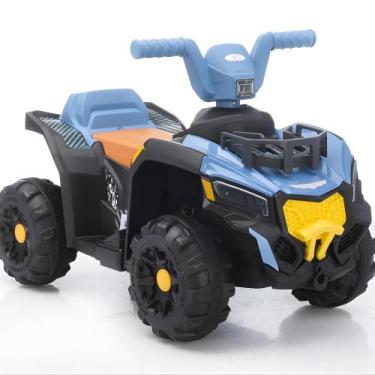 Imagem de Quadriciclo Elétrico Infantil 6V Azul  Bateria Recarregável e Rodas Gr