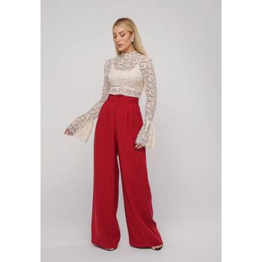 Imagem de Calça Alfaiataria Wide Leg Vinho Salvatore, P