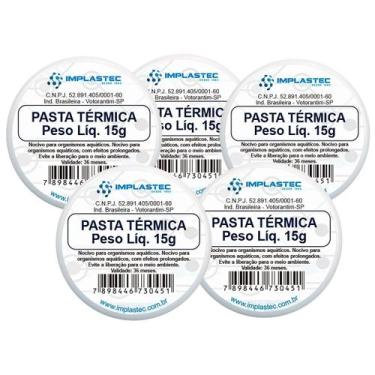 Imagem de Pasta Térmica 15g Implastec Processador Kit Com 5 Unidades