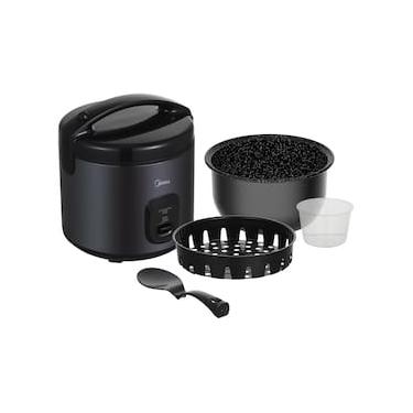Imagem de Panela de Arroz Elétrica Midea 5L Revestimento Blackstone e Bandeja a Vapor Preta