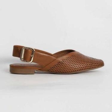 Imagem de Sapatilha Bottero Slingback Couro Feminina - Marrom-Feminino
