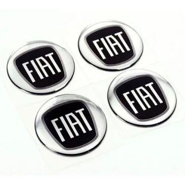 Imagem de Jogo 4 Emblema Adesivo Calota Fiat Mobi Resinado Preto 48mm - Fiat Pre