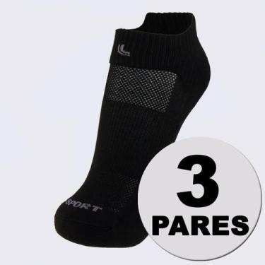 Imagem de Kit Meia Lupo Cano Baixo Dry Fit Running 3 pares Preta, 41-44