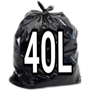 Imagem de Saco para Lixo 40 Litros 50x60 cm Parede Dupla Micra 06 para Resíduos Domésticos Preto...