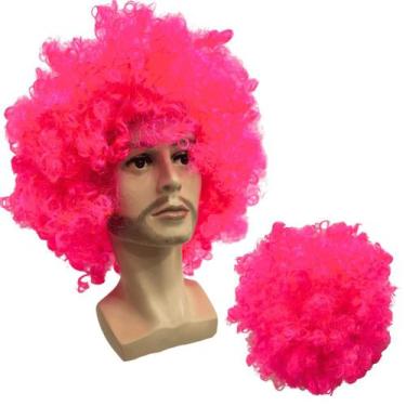Imagem de Peruca black power super volumosa rosa choque pink escuro - LIONSWIG