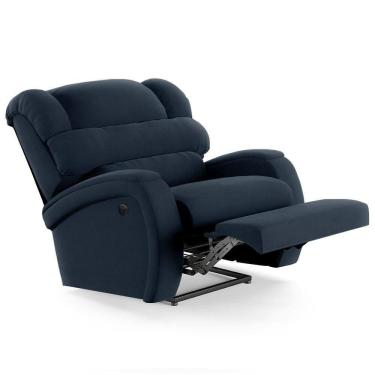 Imagem de Poltrona Do Papai Reclinável Kalie Power Elétrica Usb Fh9 Veludo Azul - Mpozenato