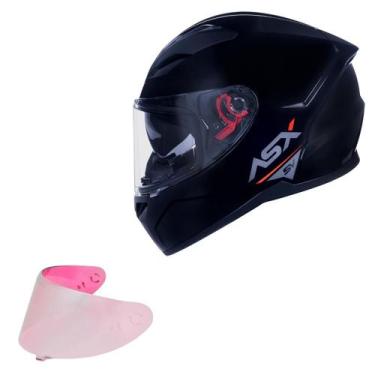 Imagem de Capacete Asx City SV Preto Brilho Oculos+ Viseira Rosa/Prata, Preto Br