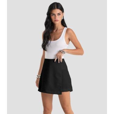 Imagem de Shorts Saia Feminino Tweed Dianna Preto, G, Preto