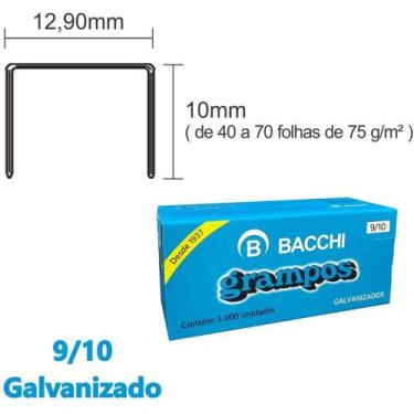 Imagem de Grampo para Grampeador 9/10 Galvanizado 5000 Grampos Caixa - Bacchi