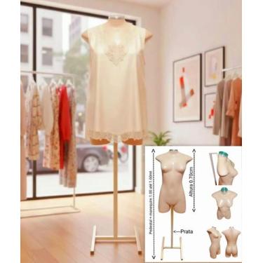 Imagem de Manequim feminino (Meio corpo modelo jó n.36) bege com tampa prata + p