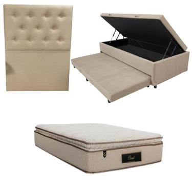 Imagem de Cama Box Baú Solteiro com Auxiliar Bicama Colchão Cloud Molas Ensacada