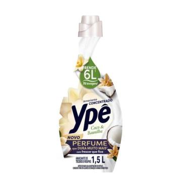 Imagem de Amaciante de Roupa e Tecidos Concentrado Coco Baunilha Ypê Frasco 1,5l