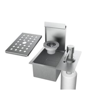 Imagem de Porta Esponja C/dispenser E Válvula De Escoamento 17x15cm Inox - HZ