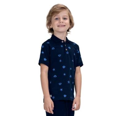 Imagem de Polo Infantil Estampada Trick Nick Azul, 6, Azul