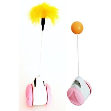 Imagem de Brinquedo para gatos João bobo 2 em 1 c/ bolinha e pena - Bom Amigo, R