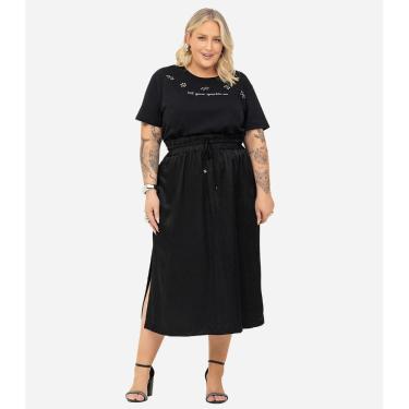 Imagem de Saia Midi Plus Size Secret Glam Preto