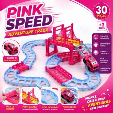 Imagem de Pista de Montar Carrinho Infantil Pink Speed Adventure Track, ToyKing,