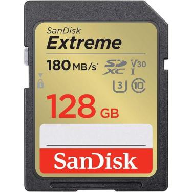 Imagem de Cartão de Memória SD Sandisk Extreme 180-90 MB/s C10 U3 V30 128 GB (SD
