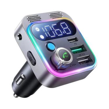 Imagem de Transmissor FM Bluetooth Para Carro Com Microfone Duplo, Chamada Sem F
