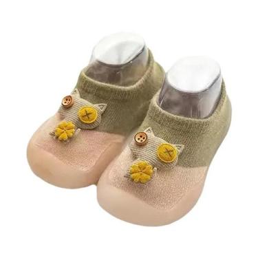 Imagem de Sapatos De Bebê Respiráveis E Antiderrapantes Em Algodão Cardado, Meia