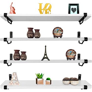 Imagem de Kit Jogo 4 Prateleiras De Parede Zurique Mdf 60cm x 15cm Preta/Branca