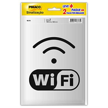 Imagem de Placa Adesiva para Sinalização Pimaco, Wi-Fi, 14x19cm, 891735, 2 unidades, Leve Mais Pague Menos