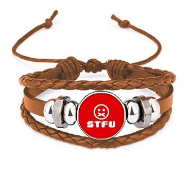 Imagem de un brand Pulseira Shat Up Internet Fashion Abreviation Pulseira de Couro Joias Ornamento