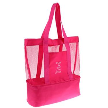 Imagem de Bolsa de Praia Telada Verão Mar Piscina Piquinique com Compartimento Térmico (Rosa)