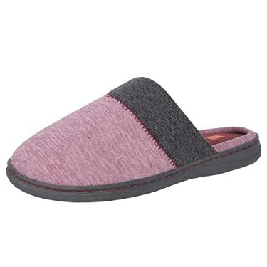 Imagem de Hanes Pantufa feminina confortável de algodão com espuma viscoelástica e sola antiderrapante, Framboesa, Large