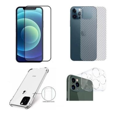Imagem de Kit Capinha, Película de Vidro 3D, Skin Carbono e Lente da Câmera Para iPhone 12 Pro Max - Jodda