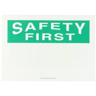 Imagem de ACCUFORM Sinal de segurança adesivo de vinil SIGNS MRBH969VS, legenda "Safety First (em branco)", 25 cm de comprimento x 35 cm de largura x 0,004 cm de espessura, verde sobre branco