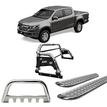 Imagem de Kit Quebra Mato +Estribo Chapa +Santo Ant H3 S10 12/20 Cromo