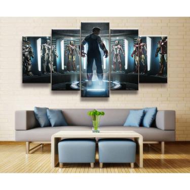 Imagem de Quadro Decorativo Tony Stark3 5 peças 130x65 cm em tecido