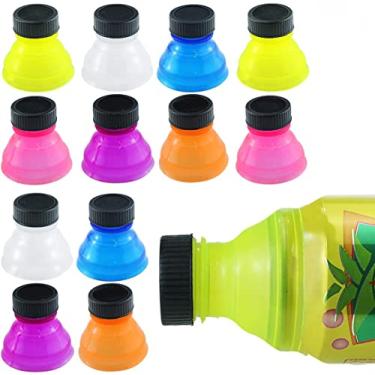 Imagem de Tampas de lata de refrigerante coloridas, tampas de garrafa de plástico transparente reutilizáveis para refrigerante, cerveja, bebidas energéticas, suco, seltzer, tampas de fizz reutilizáveis para piquenique, praia, reunião de família, festa (Pacote de 12)