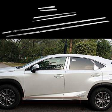 Imagem de 6 peças serve para Lexus NX NX200 NX300h 2015-2021 Moldura de barra de aço inoxidável com acabamento de peitoril da porta lateral - Prata