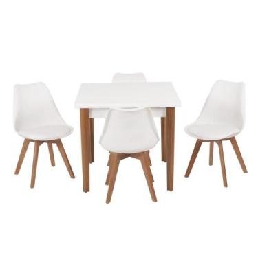 Imagem de Conjunto Mesa De Jantar Luiza 80cm Branca Com 4 Cadeiras Leda - Branco