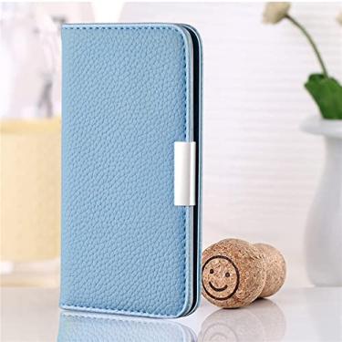 Imagem de Capas de telefone flip moda luxo para Samsung Galaxy S22 S21 S20 S10 S10E S9 S8 Ultra Plus Edge FE capa de couro à prova de choque, azul céu, para S10E