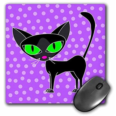Imagem de 3dRose Mouse pad LLC 20 x 20 x 0,65 cm, design de gato preto felino chique roxo (mp_24626_1)