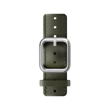 Imagem de Withings Pulseiras de couro para ScanWatch, verde cáqui e prata, 18 mm