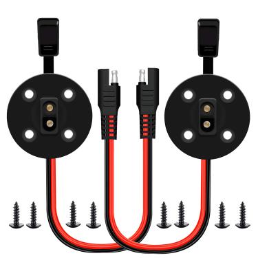 Imagem de 12 AWG SAE tomada de energia solar porta lateral, [2 unidades] conector de painel solar de conexão rápida SAE à prova de intempéries, painel de extensão SAE fêmea para macho para gerador solar de motocicleta e mais